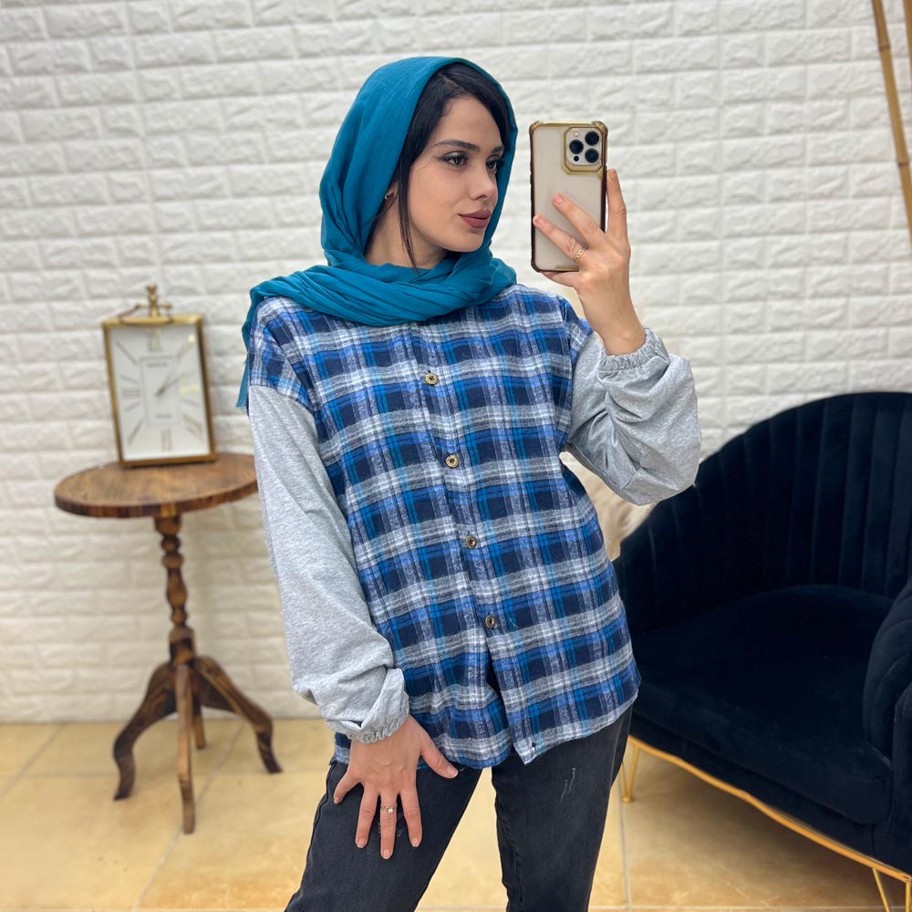 مانتو کلاهدار چهارخونه کد 18472