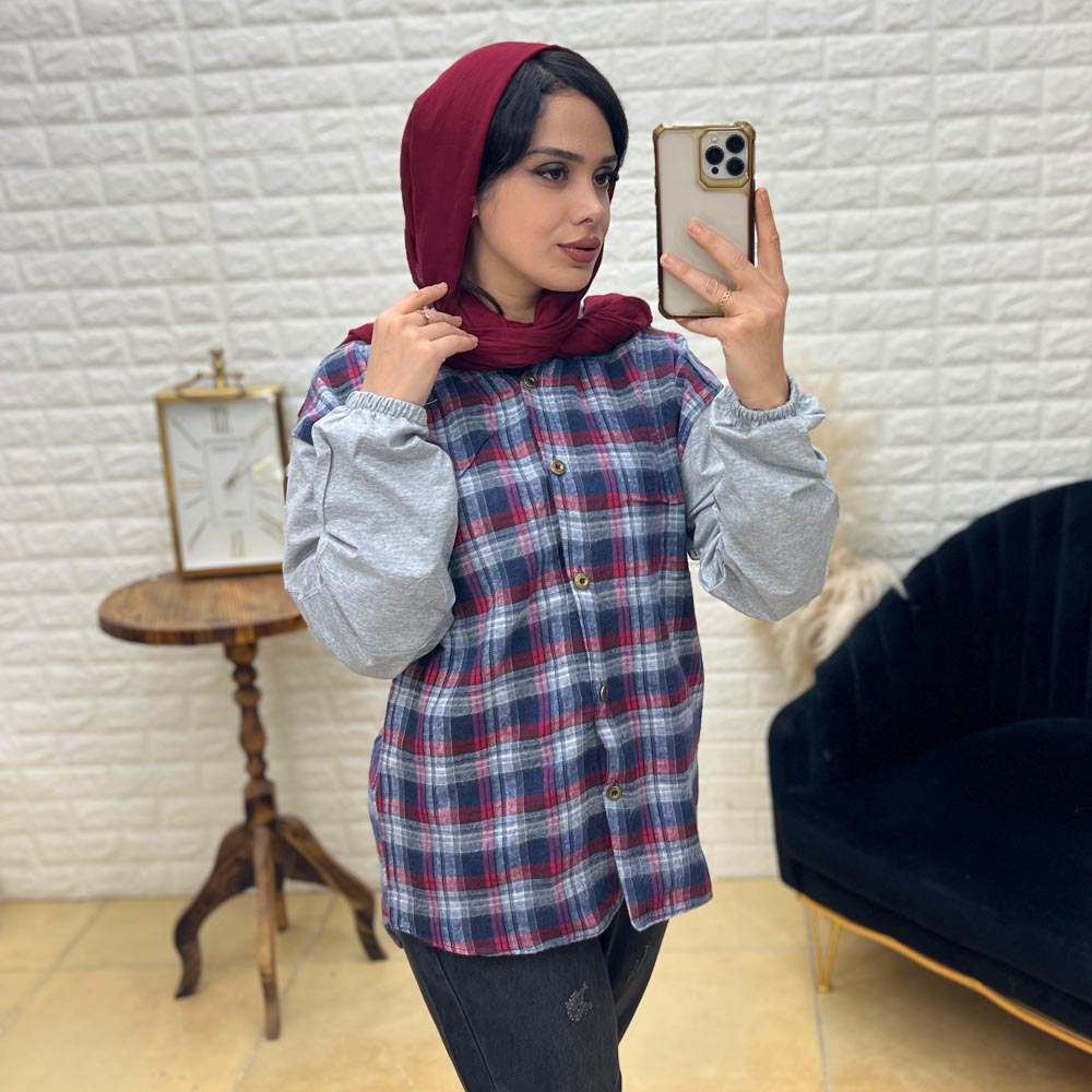 مانتو کلاهدار چهارخونه کد 18472