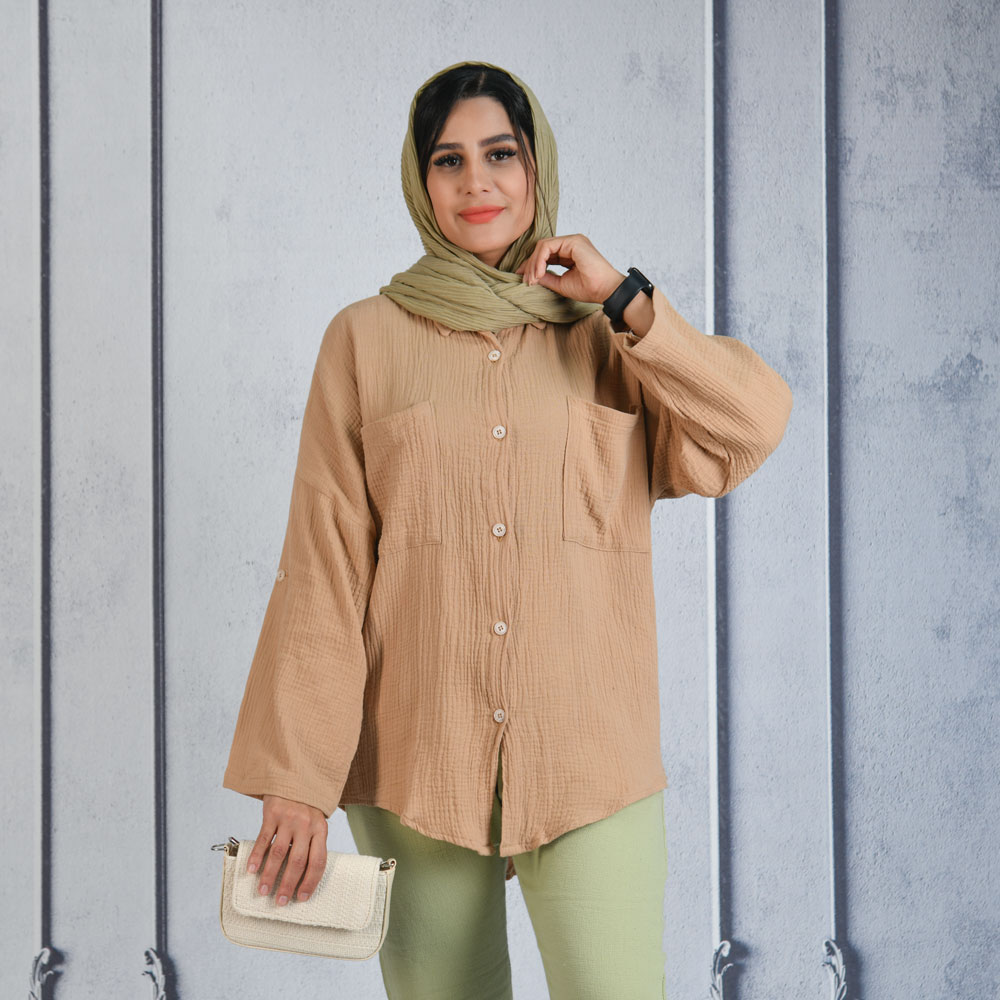 شومیز مانتویی دو جیب کد 21244