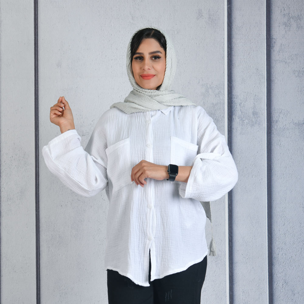 شومیز مانتویی دو جیب کد 21244