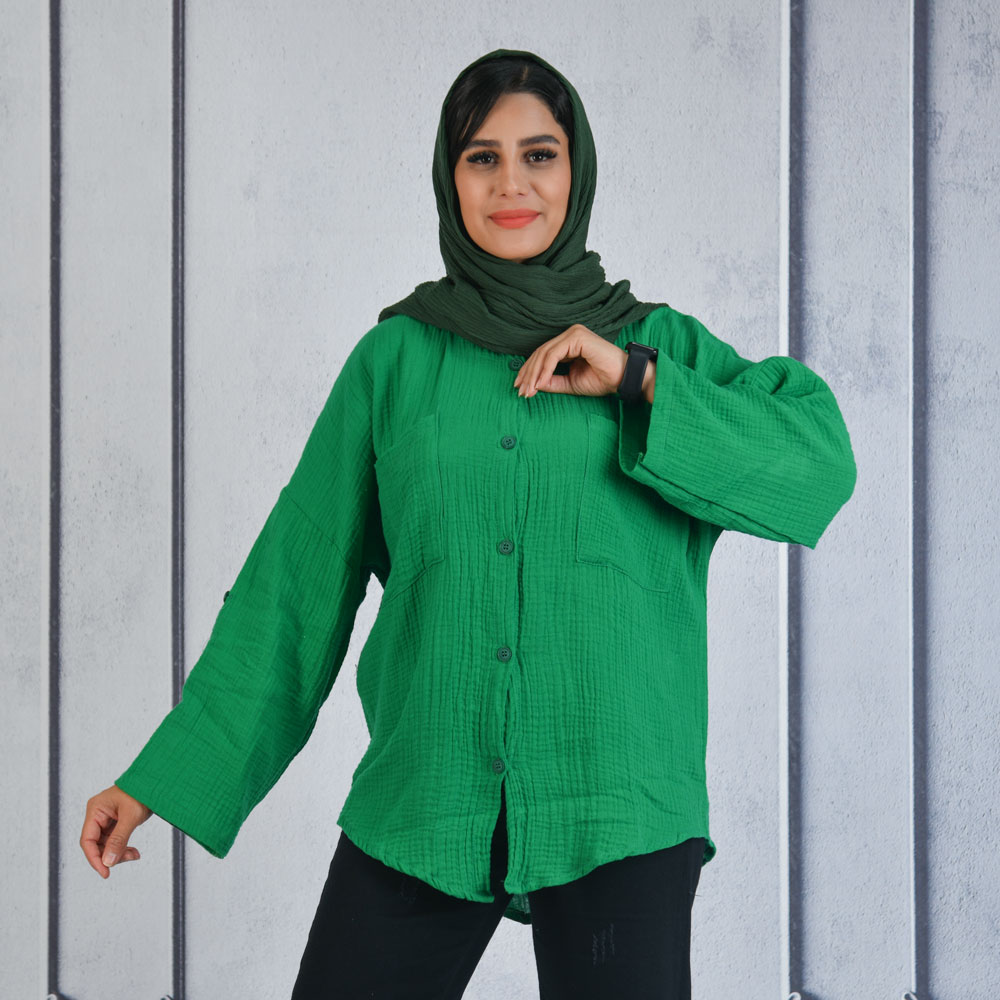 شومیز مانتویی دو جیب کد 21244
