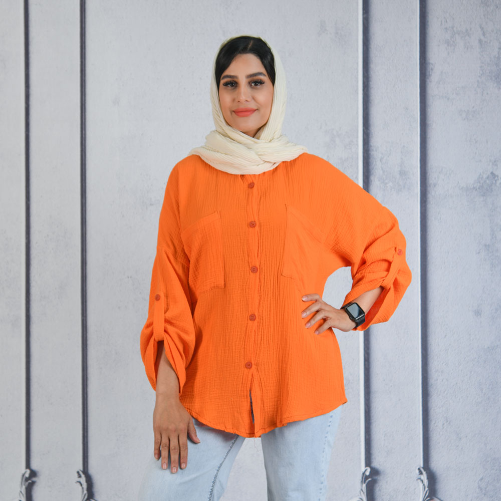 شومیز مانتویی دو جیب کد 21244