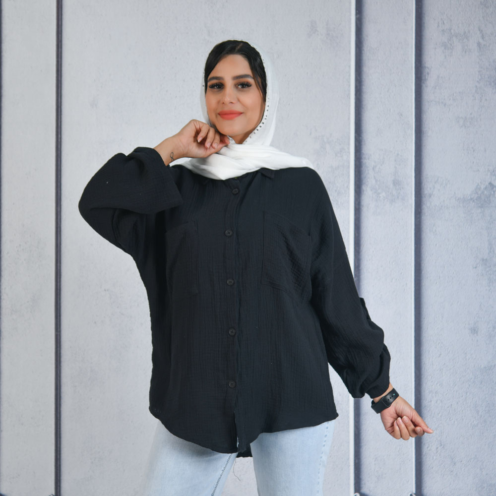 شومیز مانتویی دو جیب کد 21244