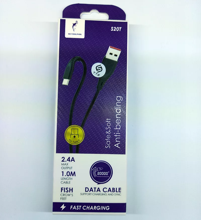 کابل شارژر فست شارژ مدل Sky Dolphin S20T 2.4A 1m