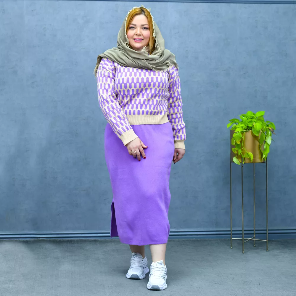 ست پلیور و دامن دخترانه کد 27469