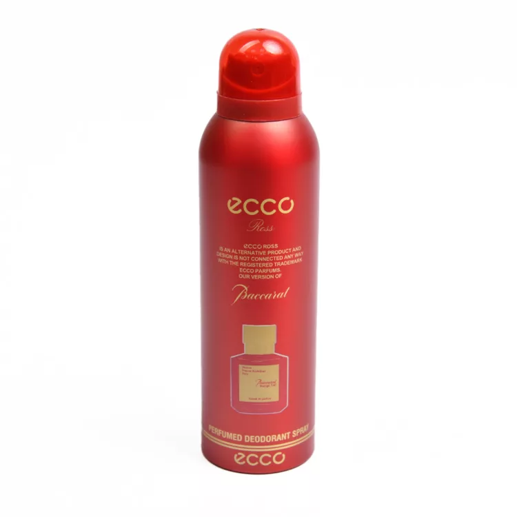 اسپری بدن زنانه و مردانه اکو رز ecco ross مدل باکارات رژ قرمز