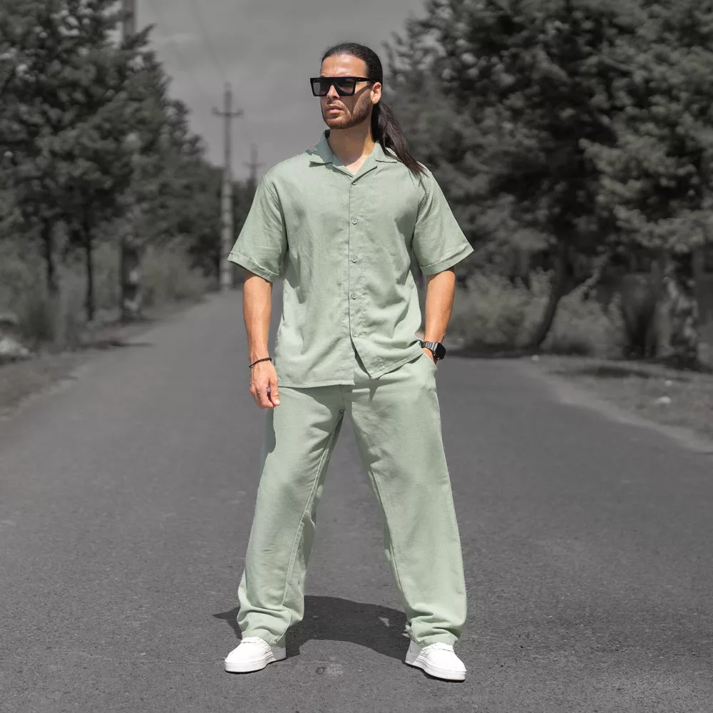 ست پیراهن و شلوار مردانه لینن تیفانی کد 29735 ست پیراهن و شلوار مردانه لینن تیفانی کد 29735