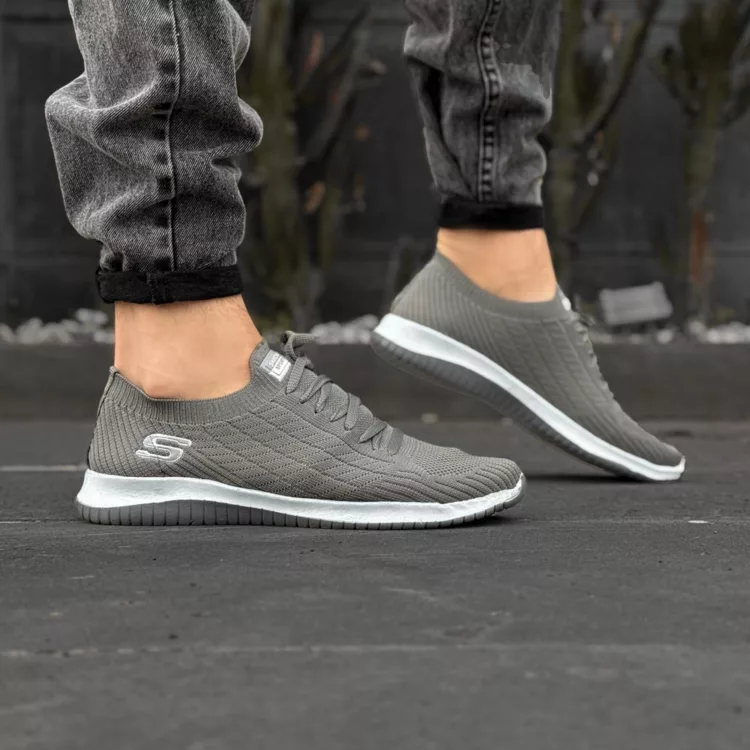 کتانی مردانه اسکیچرز طوسی کد 29177