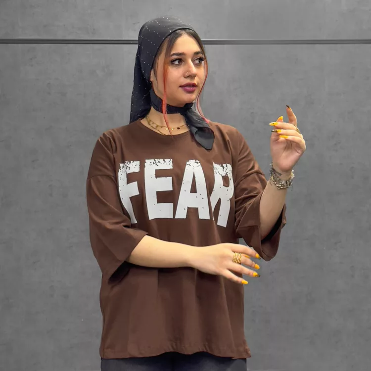 تیشرت باکسی دخترانه FEAR کد 29821