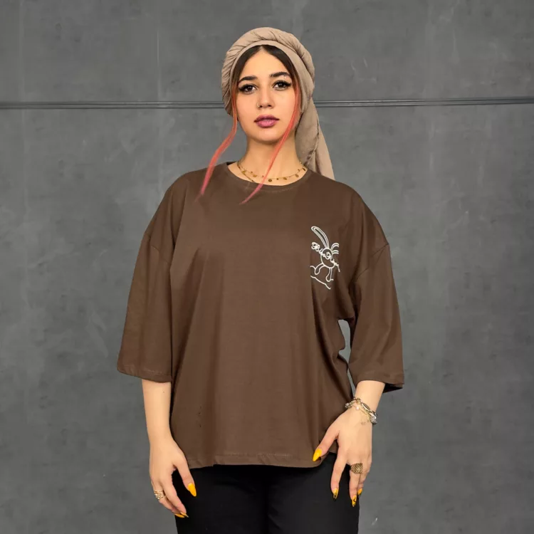 تیشرت باکسی دخترانه طرح خرگوش کد 29819